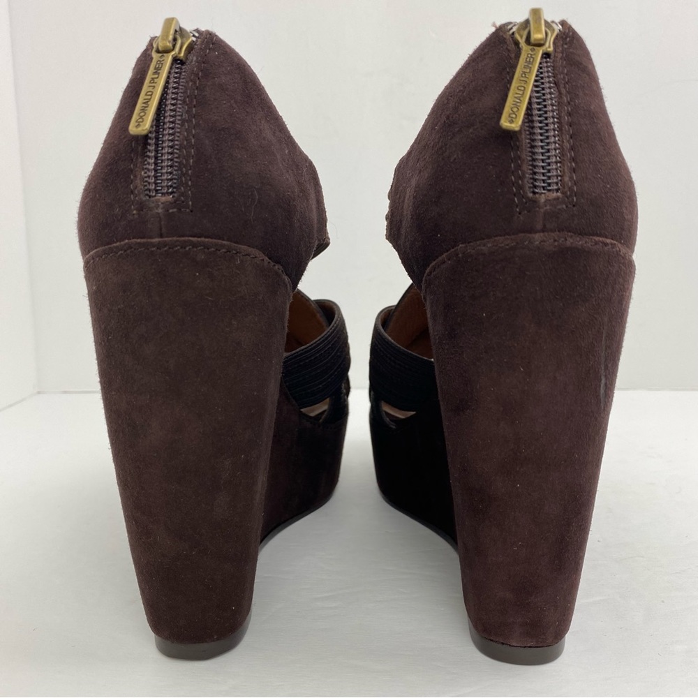 Donald J. Pliner size 8.5 Women’s Espresso Brown Suede Platform Wedge Sandals - Picture 3 of 7